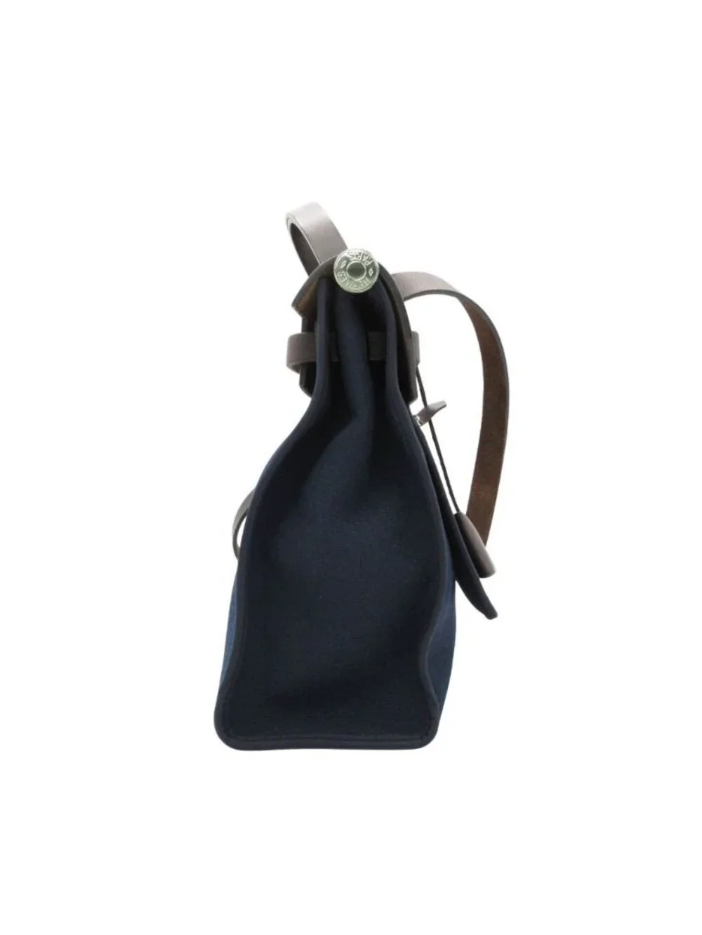 Hermes Handbag Herbag Zip PM Pouch Toile Military Leather Navy